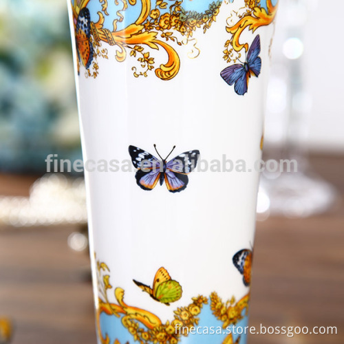 Luxury Fine New Bone China Antique Ceramic Butterfly Vase